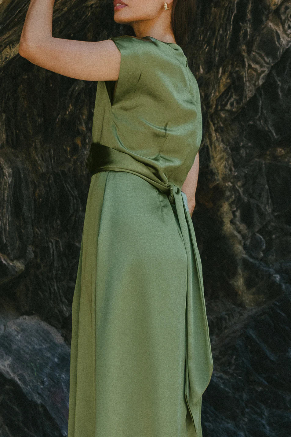 Rosalind Midi Dress in Moss FINAL SALE