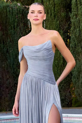 Britta Gown One Shoulder A line Shimmer Chiffon Dress