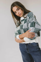 Cielo Checkered Sweater in Green FINAL SALE