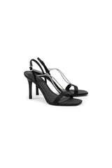 Square Toe Stiletto Black High Heels with Beading