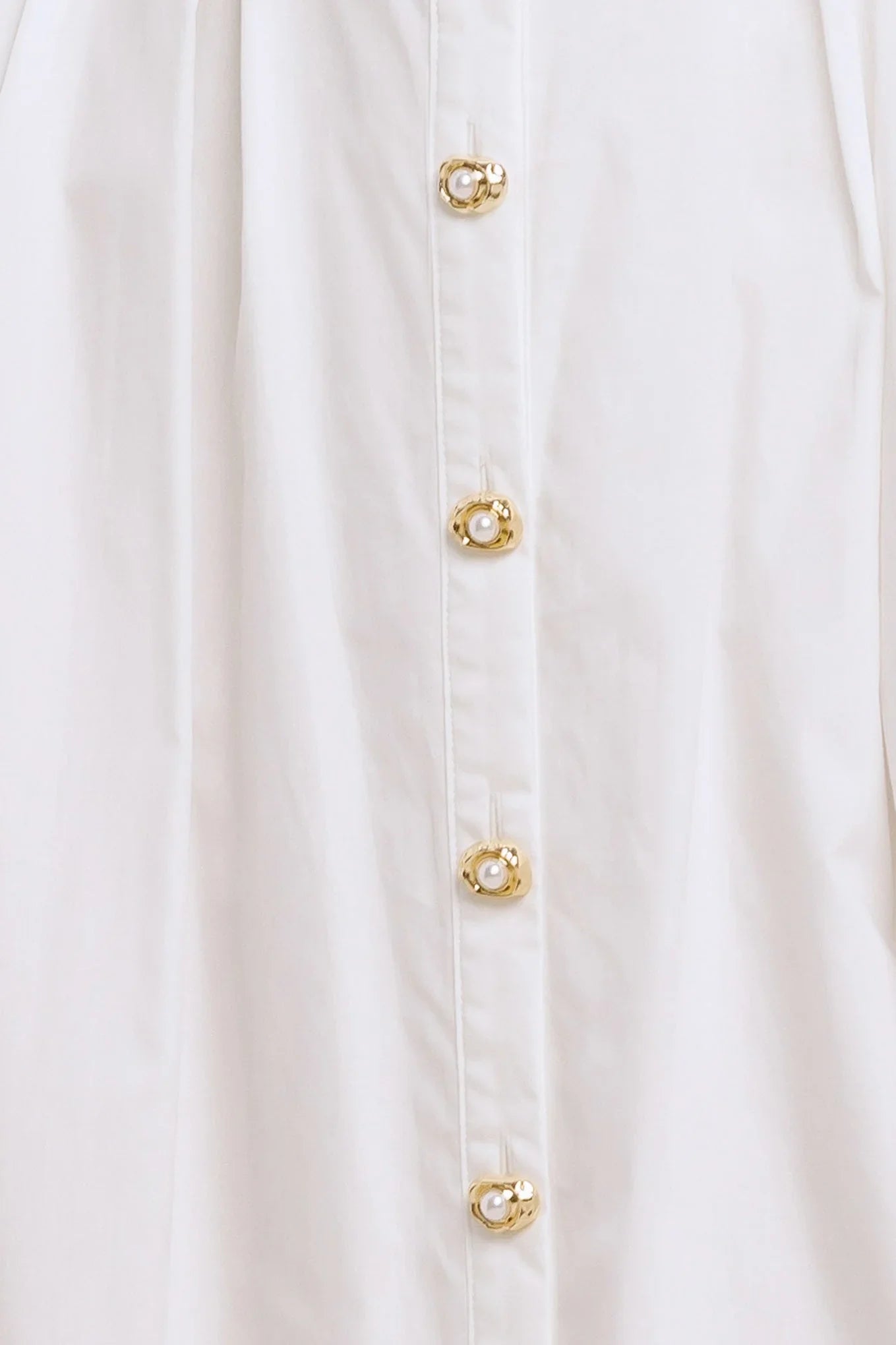 PEARL BUTTON DOWN WHITE MIDI DRESS