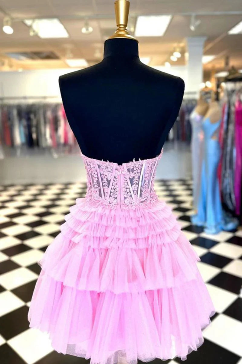 Ivy A Line Sweetheart Homecoming Dress with Ruffles