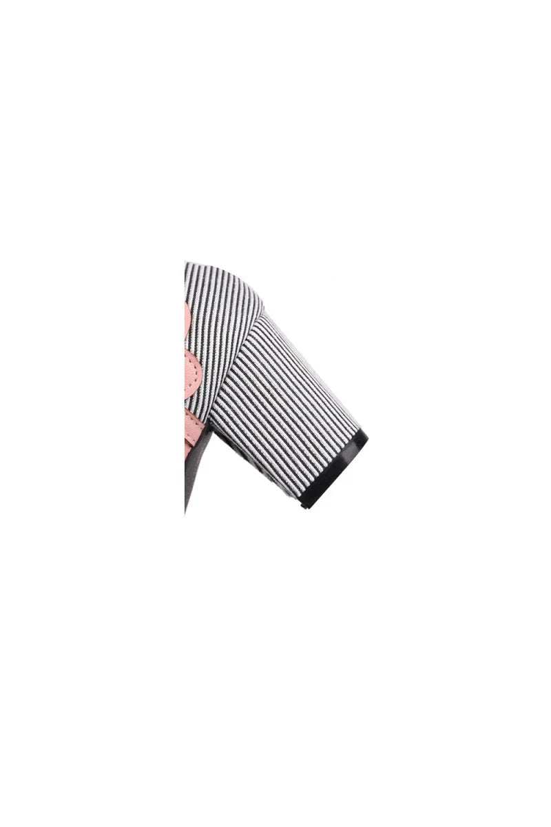 Stripe Polka Dots Buckled High Heel Shoes