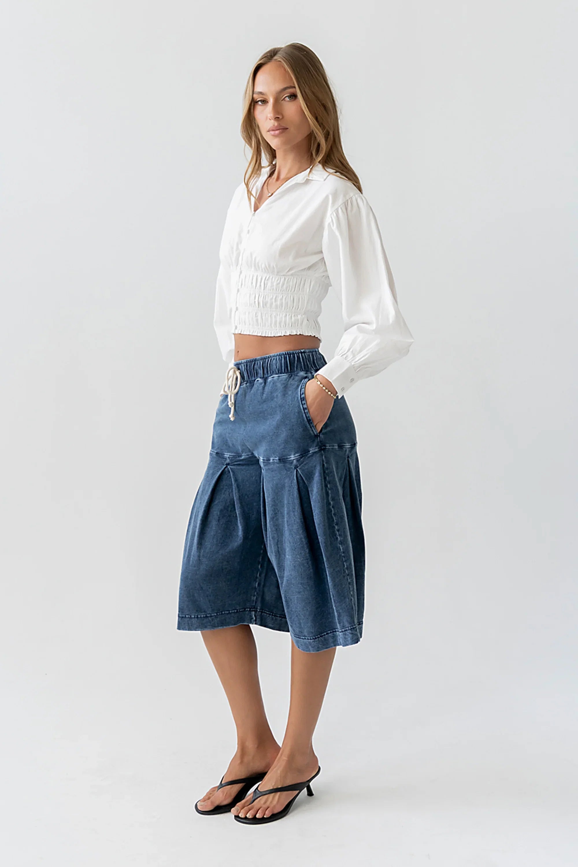 Yena Smocked Blouse in White