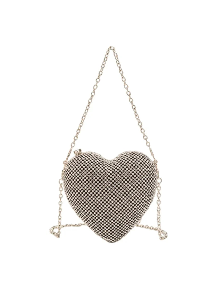 Womens Heart Shape Evening Clutch Bag