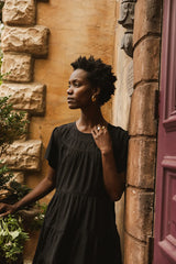 Neve Textured Midi Dress in Black FINAL SALE