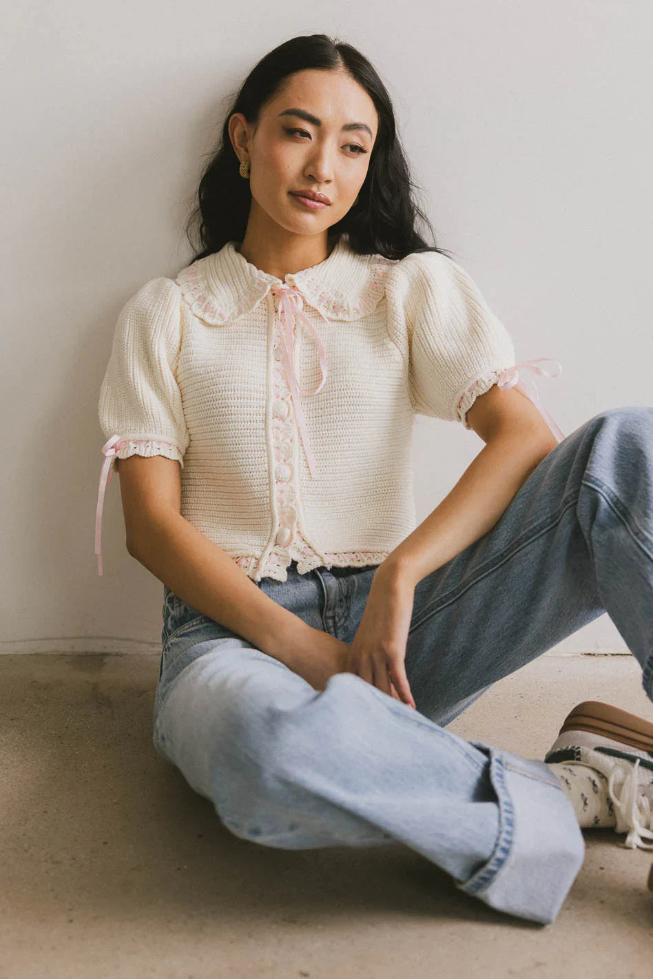 Penelope Ribbon Trim Cardigan FINAL SALE