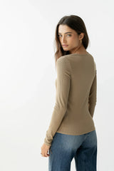 Marceline Textured Top in Taupe