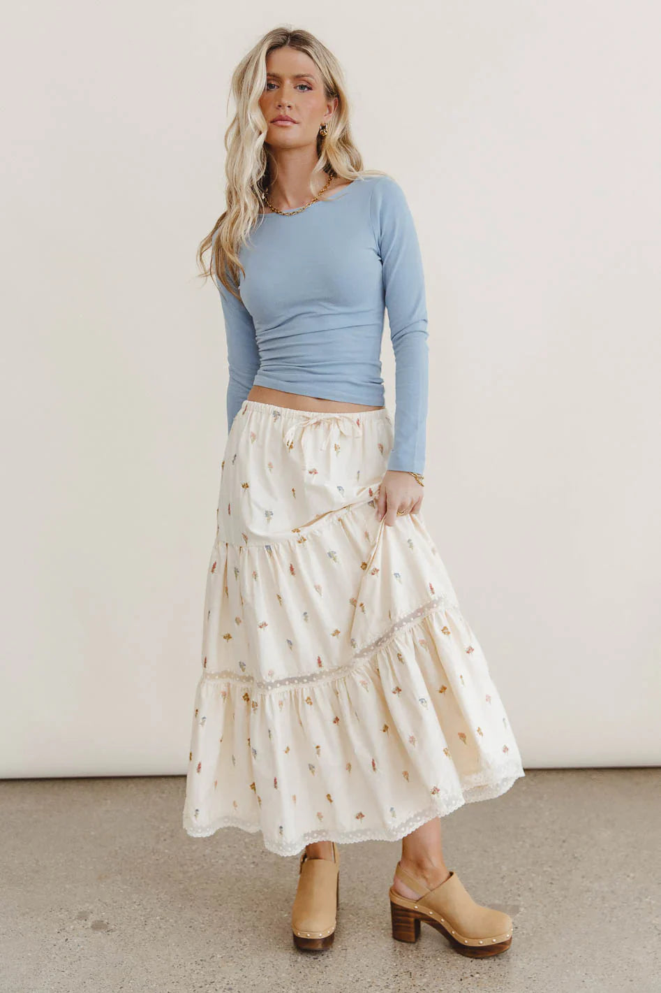 Sicilie Embroidered Floral Skirt FINAL SALE