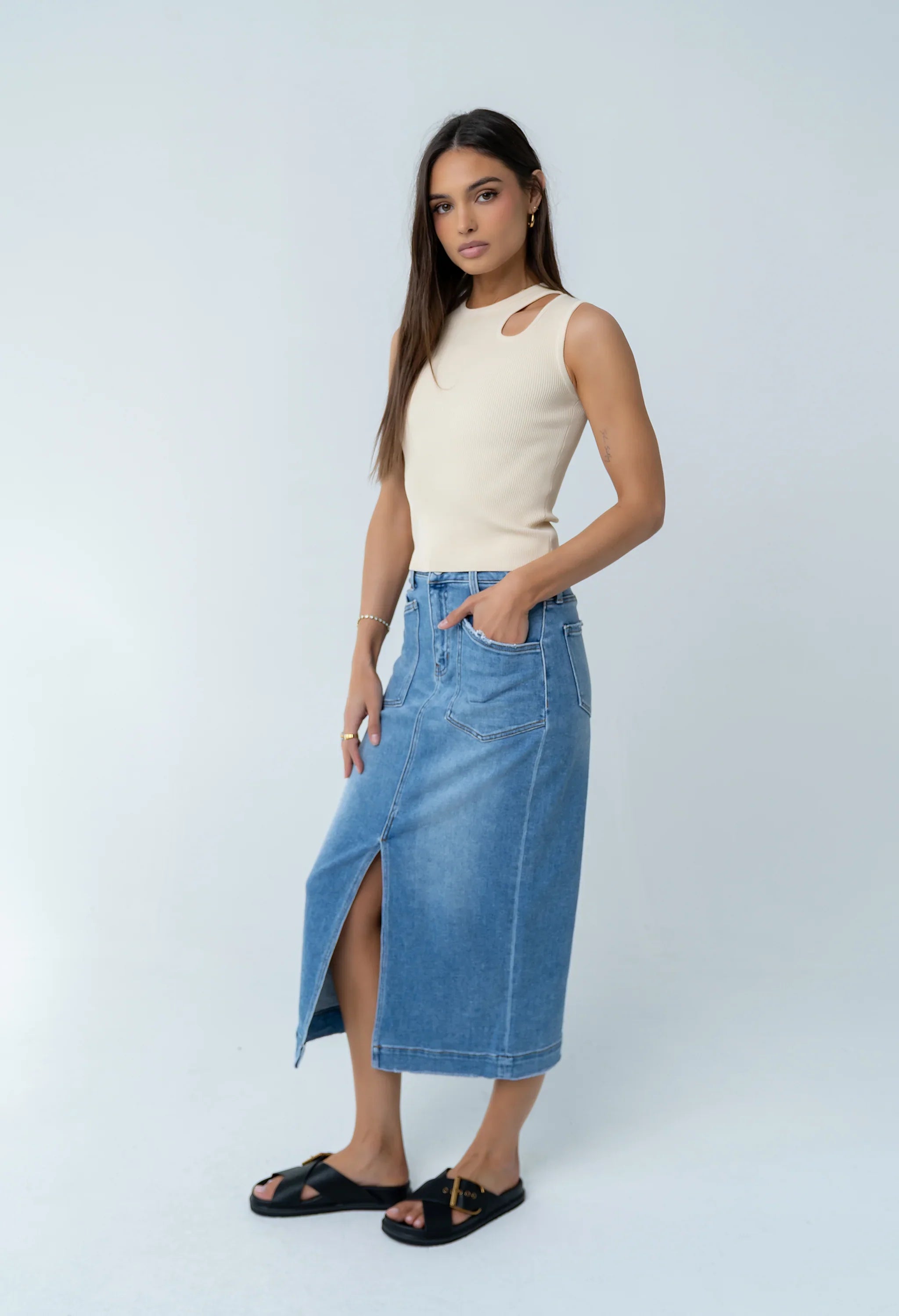 Ollie Cutout Tank Top in Yellow