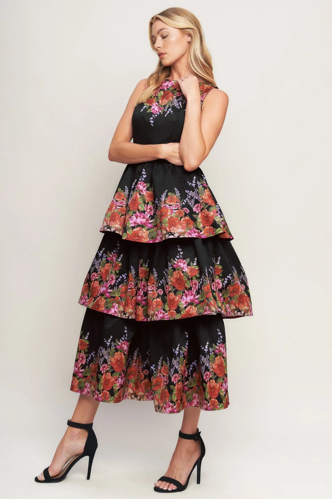 THE BOTANICAL BALL BLACK MIDI DRESS