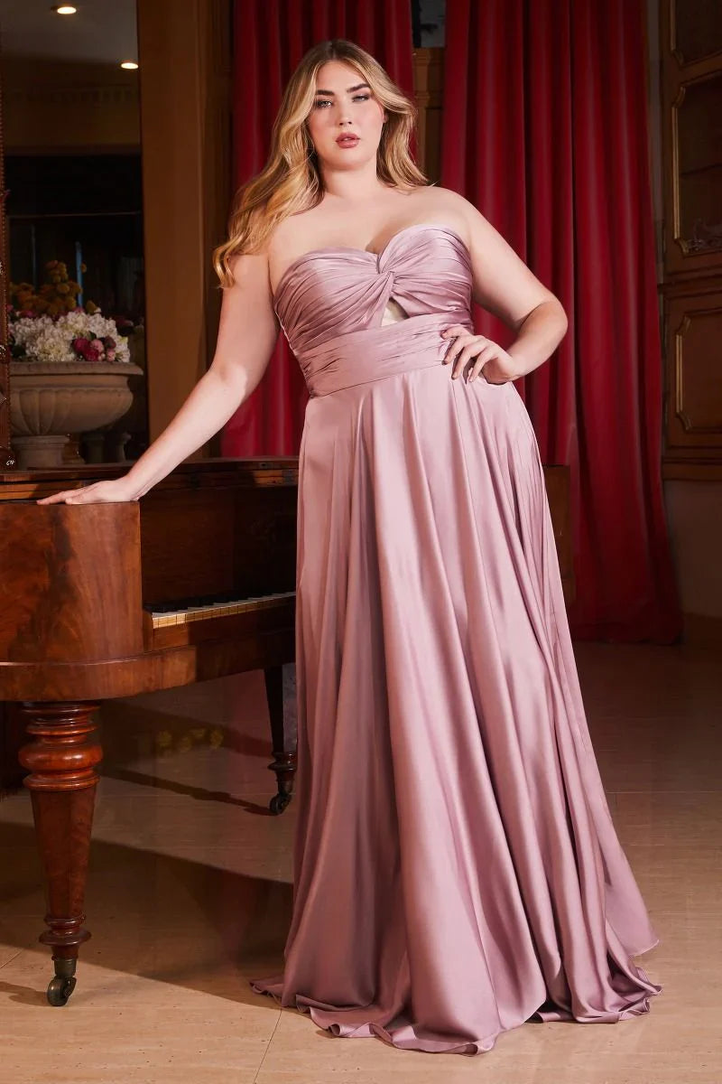 Madigan Gown STRAPLESS A LINE SOFT SATIN KEYHOLE DRESS
