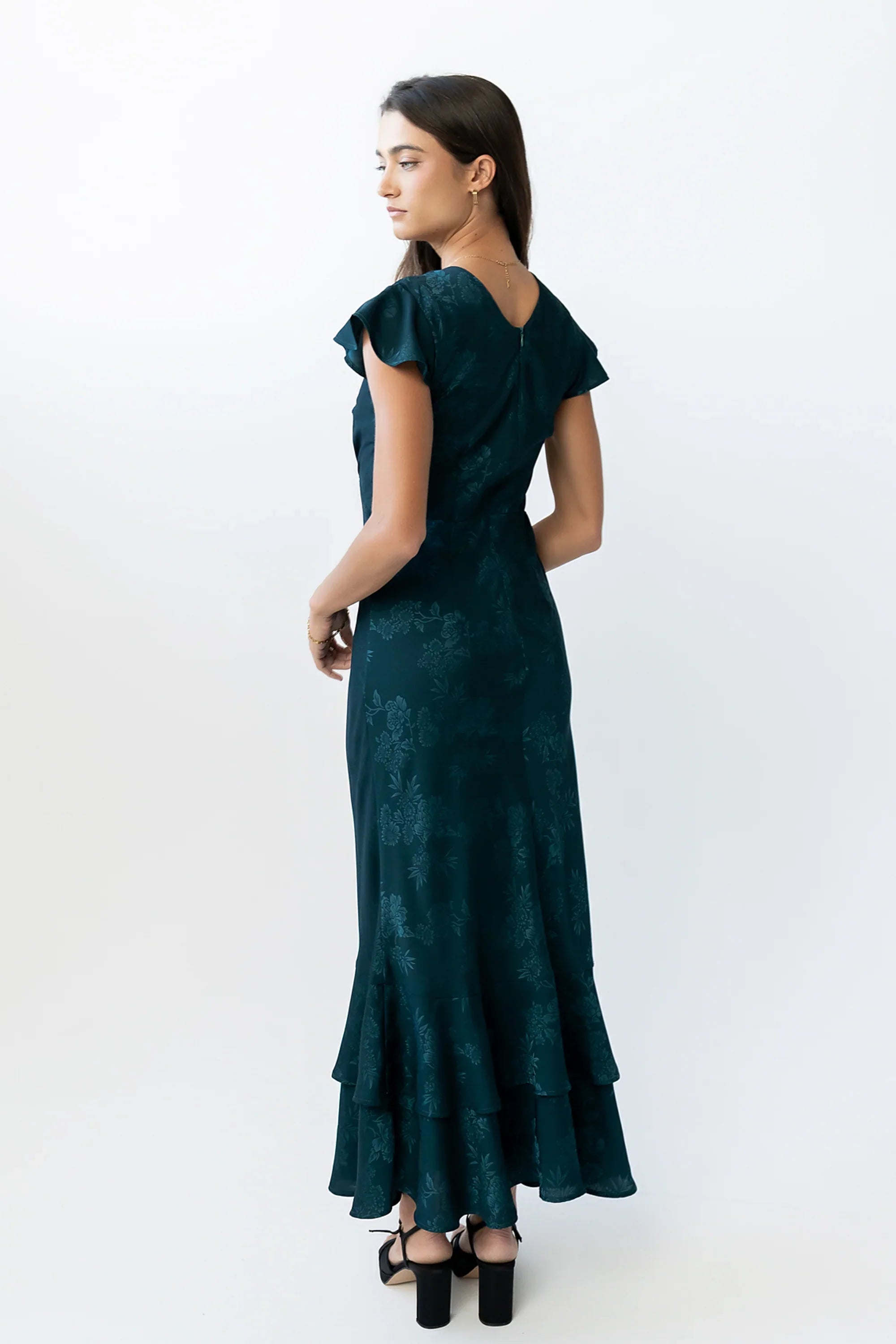 Mateo Floral Maxi Dress in Teal