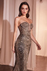 Maddox Gown Black Gold STRAPLESS GLITTER EMBELLISHED GOWN