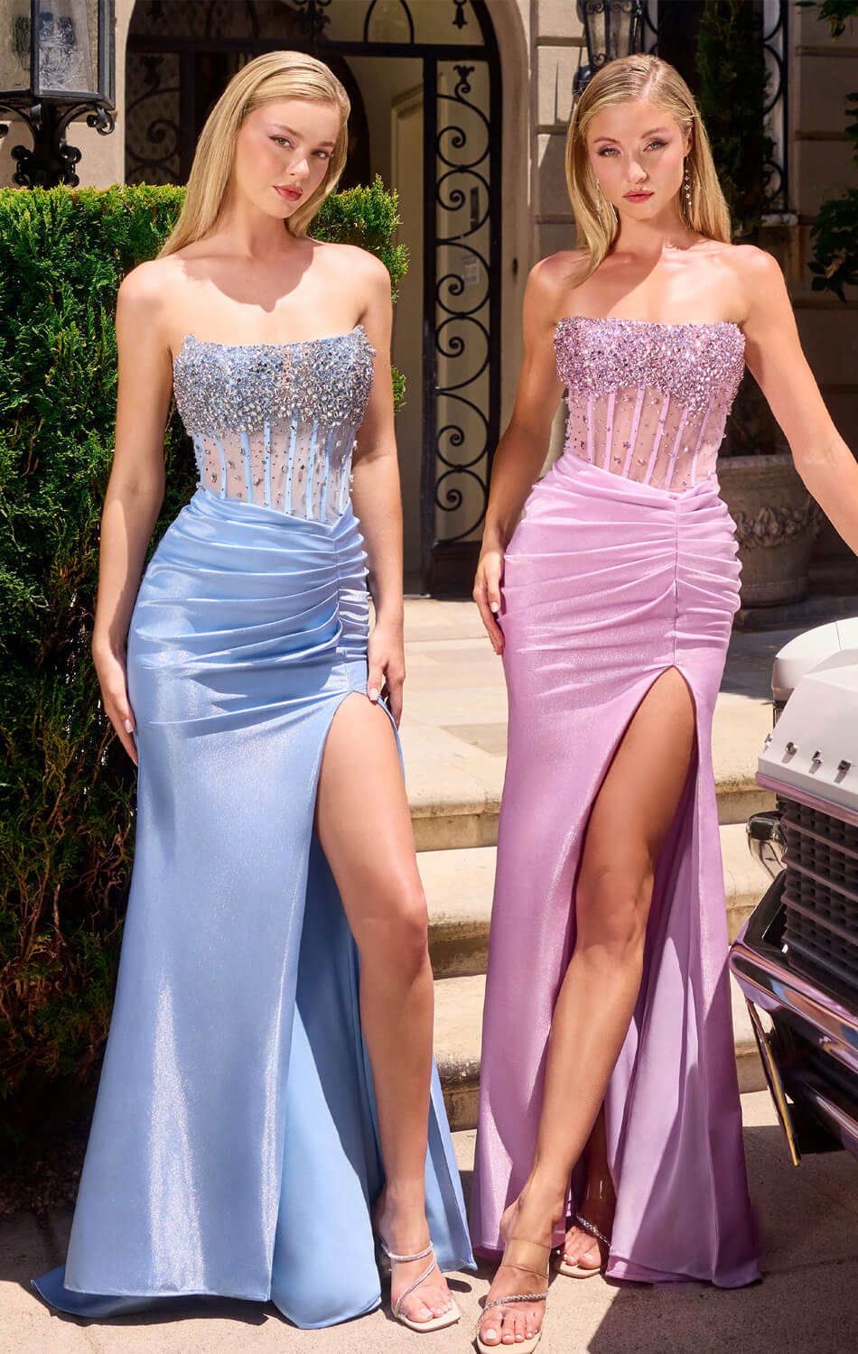 RAQUEL GOWN STRAPLESS DRESS WITH BEADED BODICE