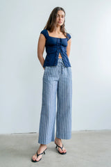 Paloma Pleated Blouse in Navy