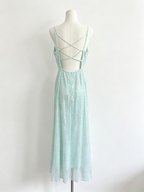 Mint Sequin Crisscross Back Maxi Dress