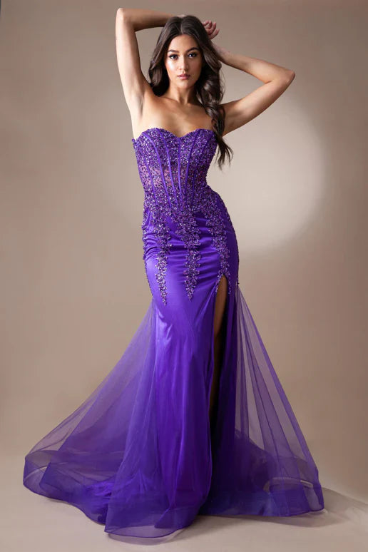 Blakely Gown Strapless Embellished Corset Tulle Dress