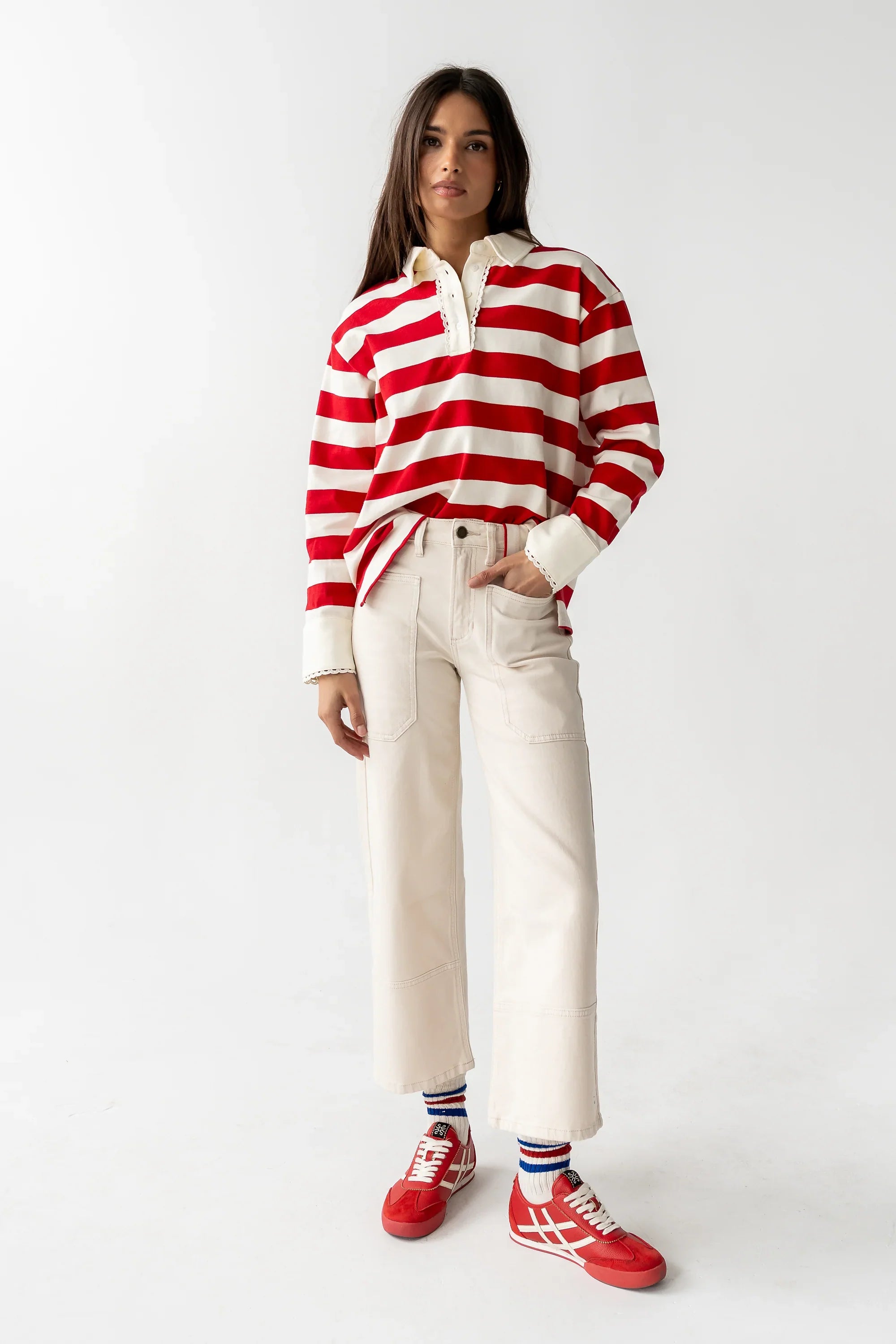 Hamlin Striped Top in Red