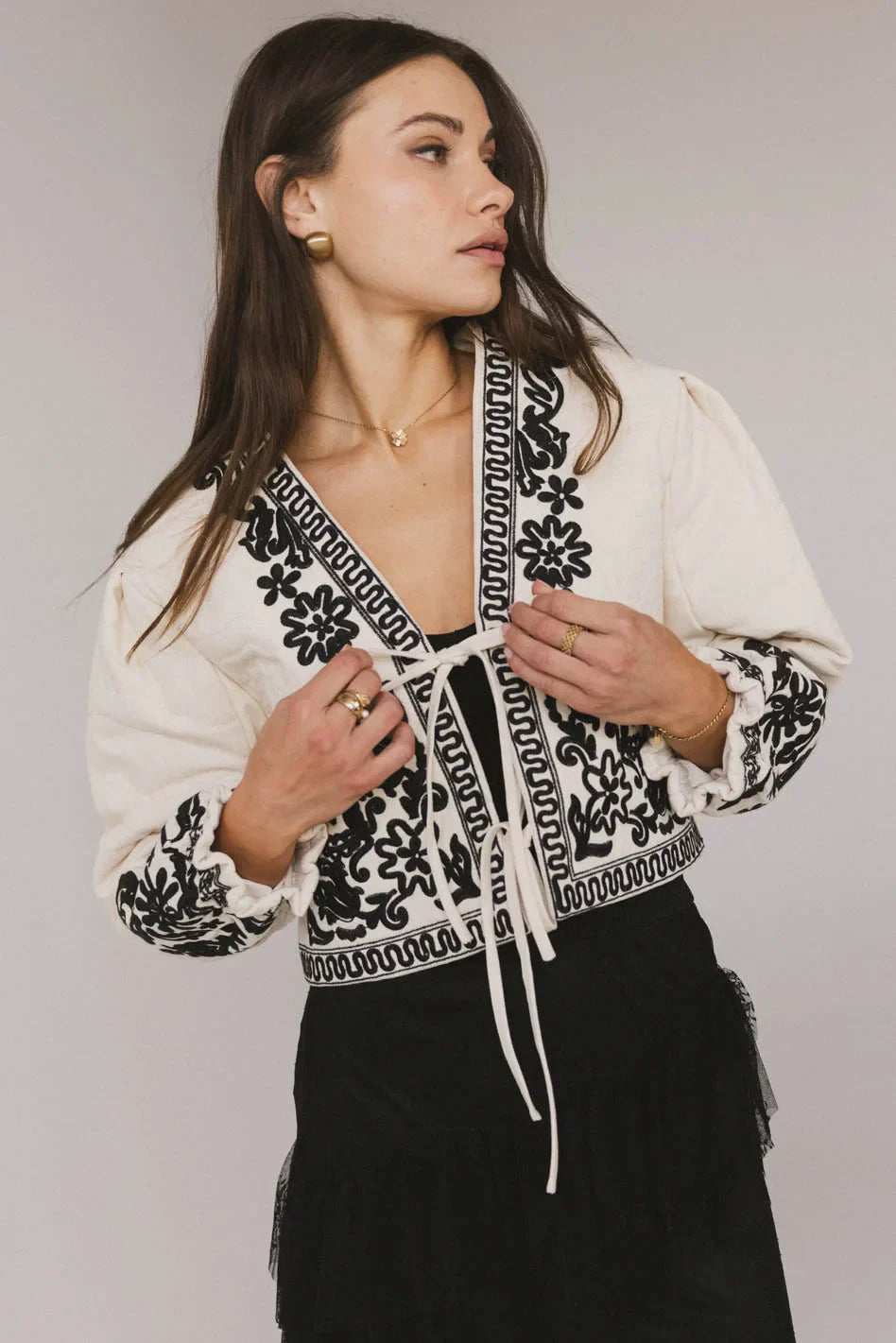 Benja Embroidered Jacket in Ivory FINAL SALE