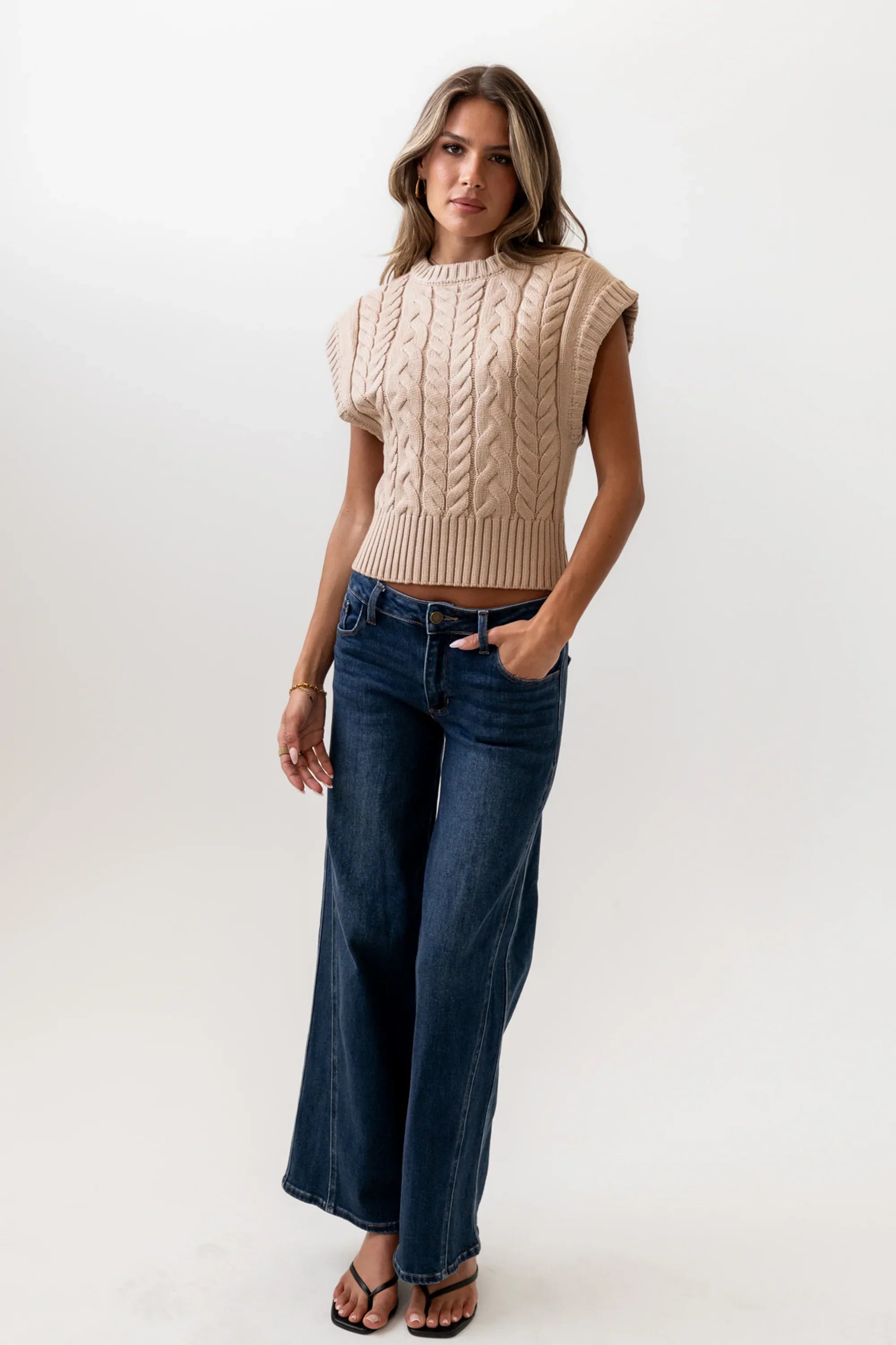 Lennie Cable Knit Top in Taupe FINAL SALE