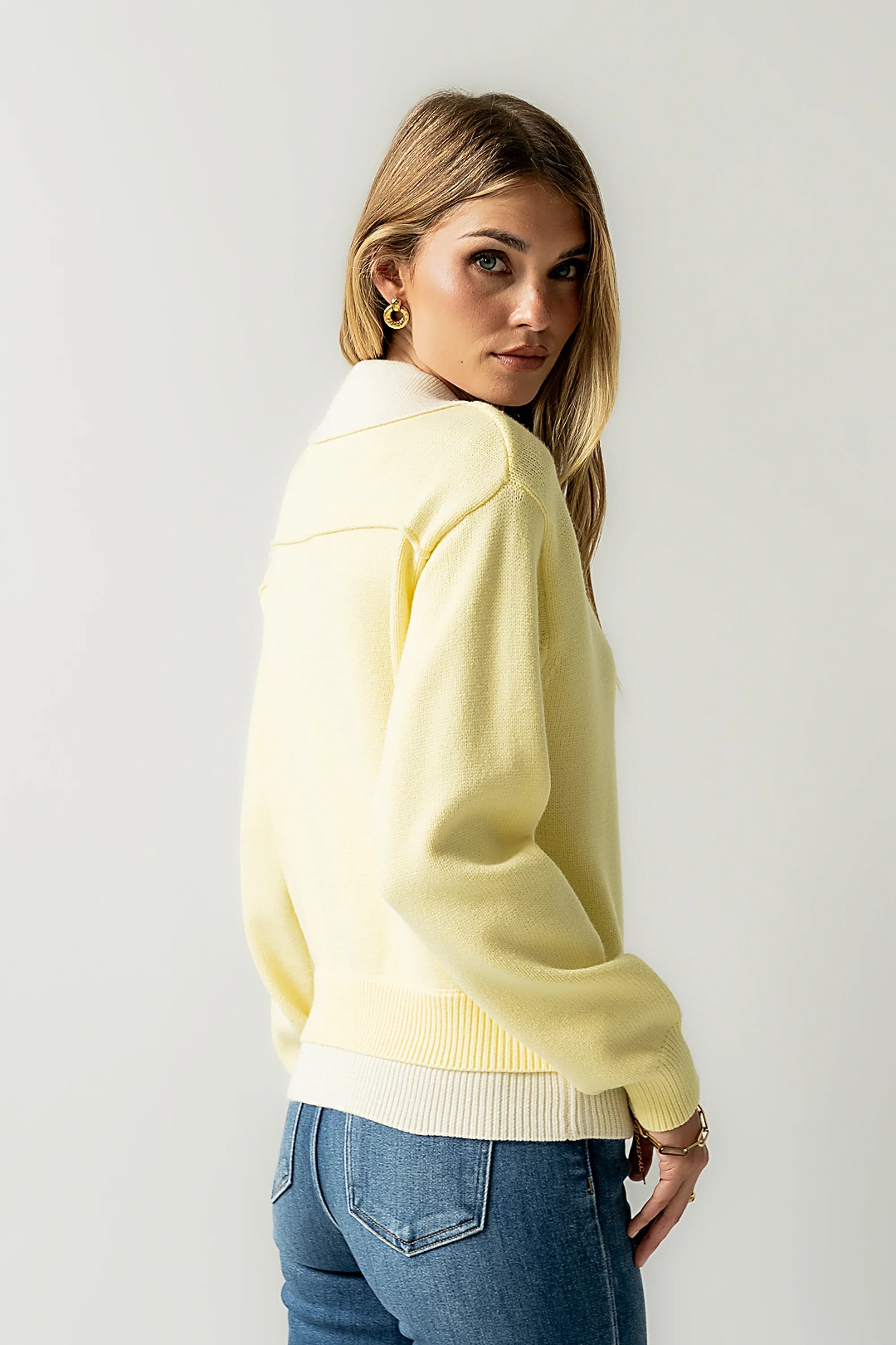 Pattie Collared Sweater in Yellow