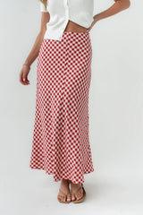 Posie Gingham Maxi Skirt in Red