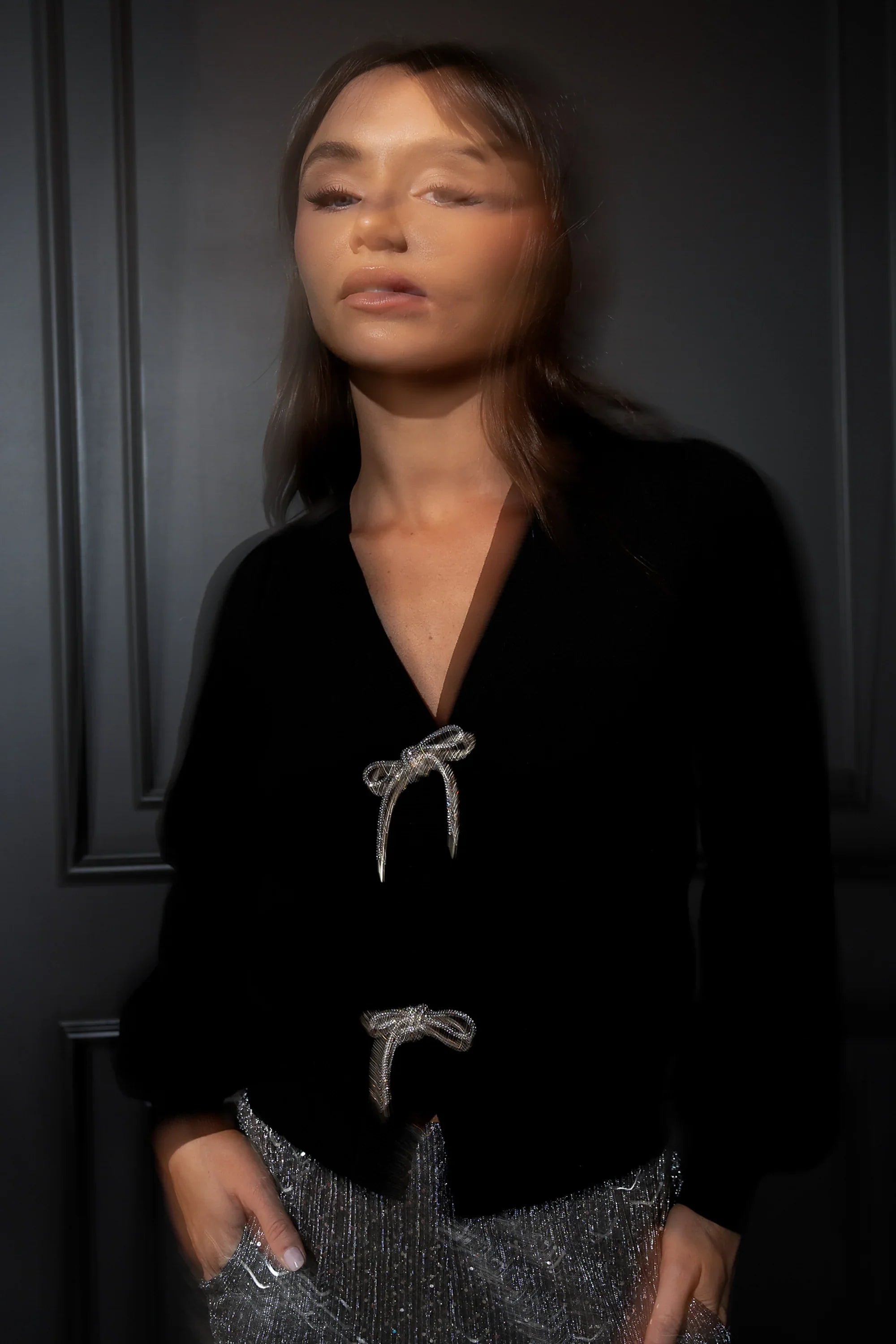 Tonya Bow Sweater in Black