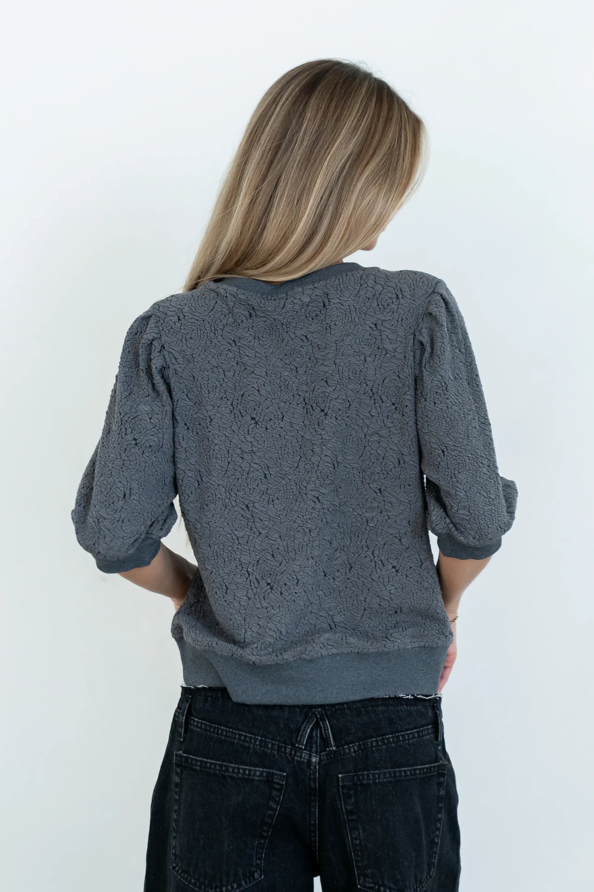 Marrel Textured Top in Charcoal FINAL SALE