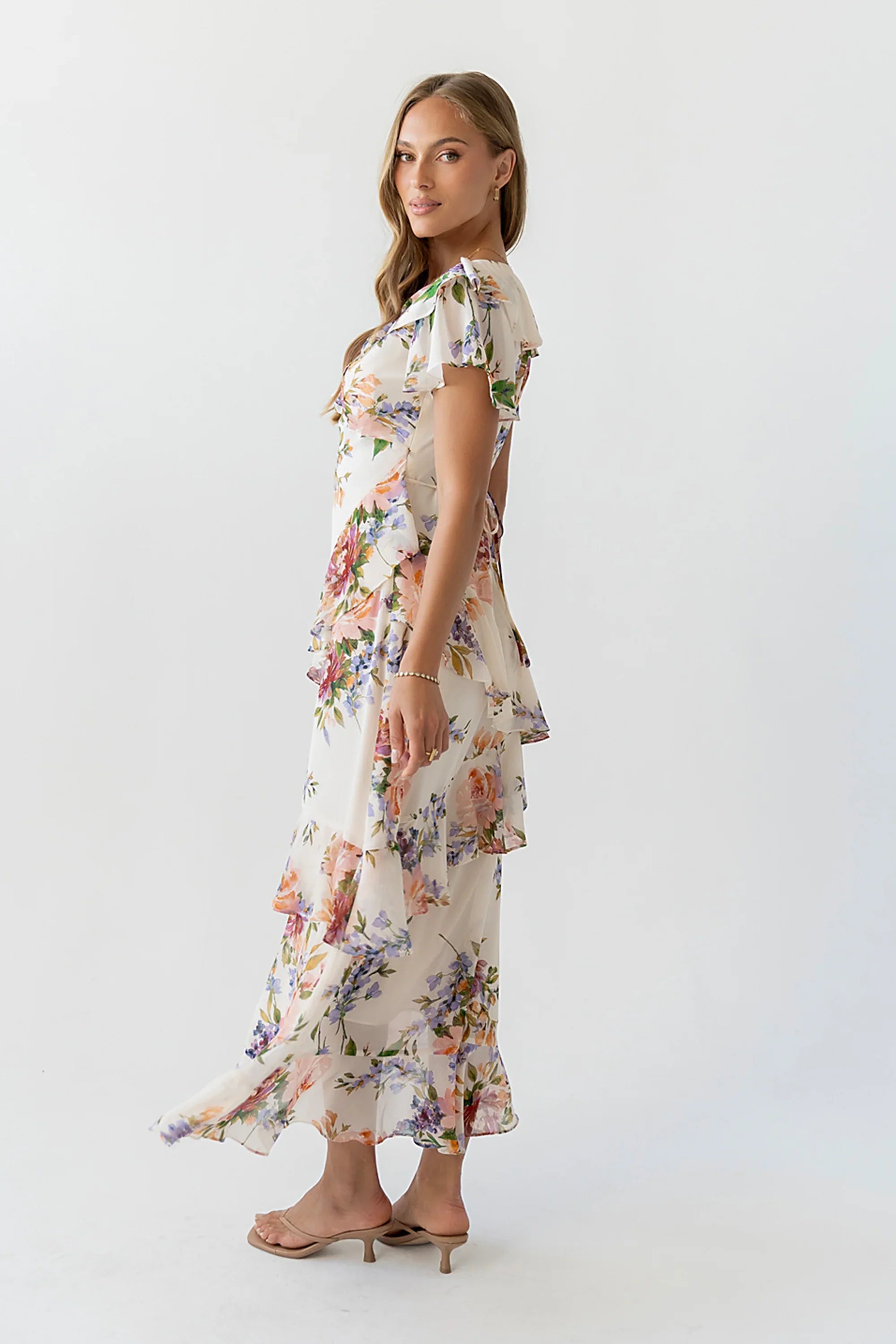 Lauren Ruffle Floral Maxi Dress