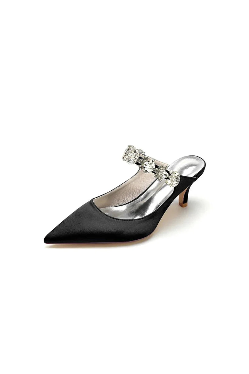 Beading Pointed Toe Rhinestone High Heels