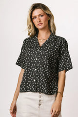 Xiomara Floral Button Up in Black FINAL SALE
