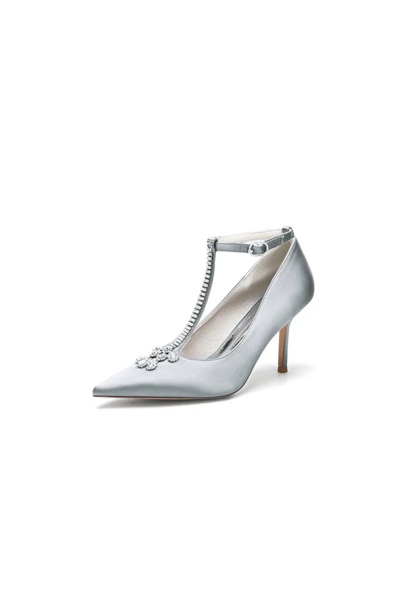 Party Pointed Toe Crystal Strap High Heels Shoes