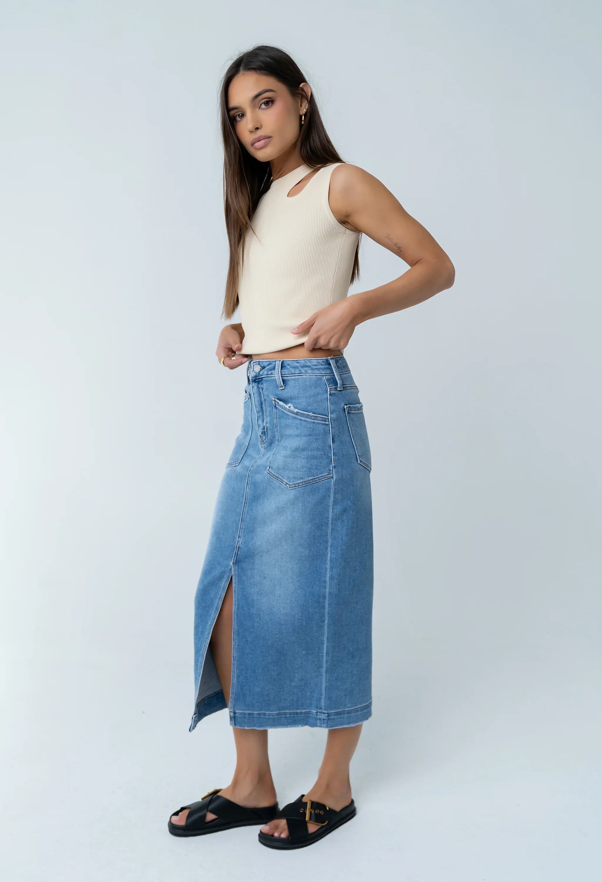 Landry Denim Midi Skirt