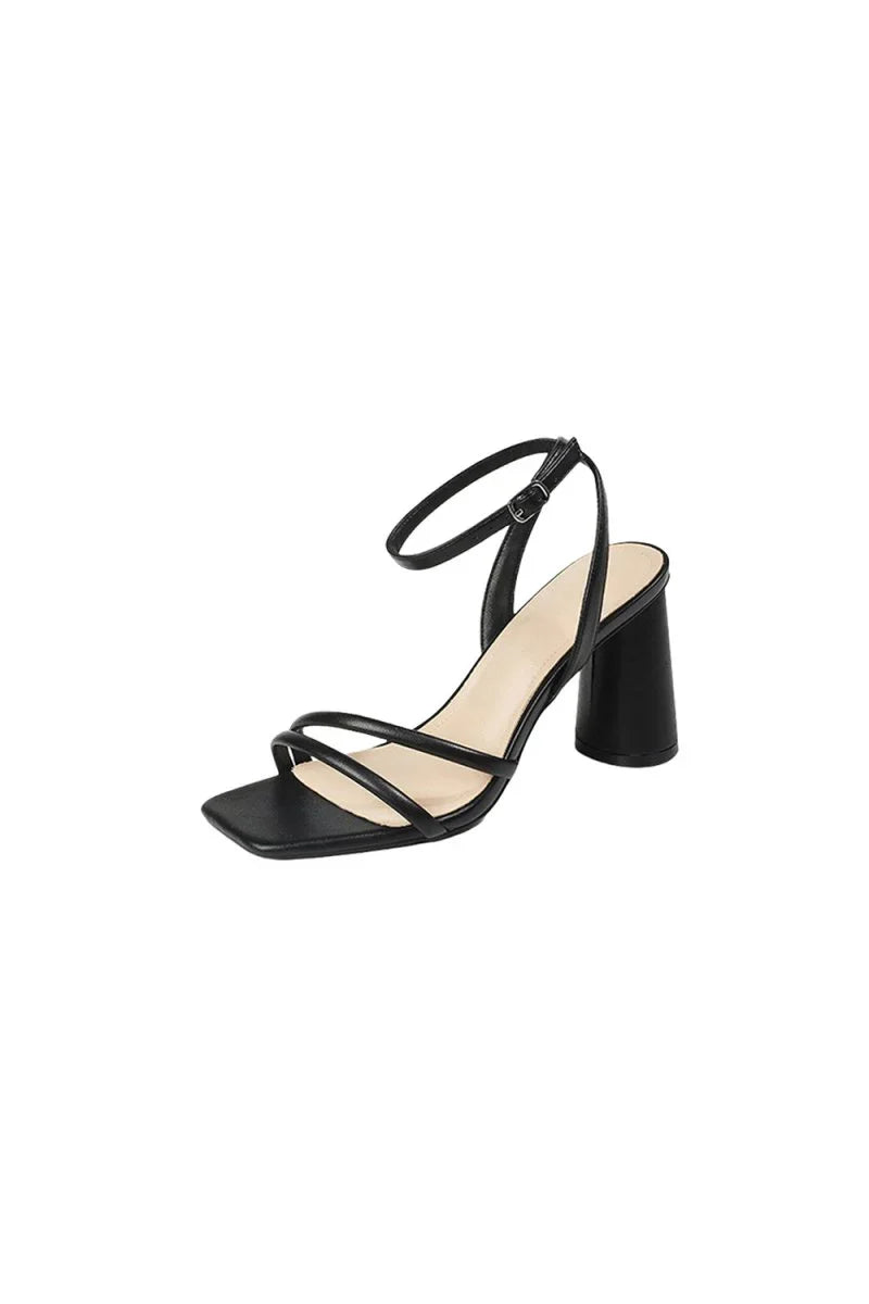Metallic Strappy Block Heel Sandals
