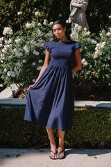 Harshell Smocked Midi Dress