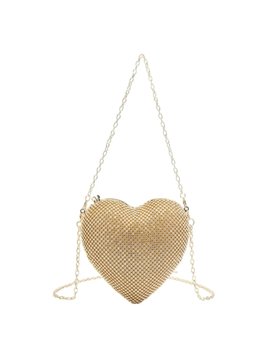Womens Heart Shape Evening Clutch Bag