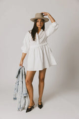 Oliver Collared Mini Dress in White FINAL SALE