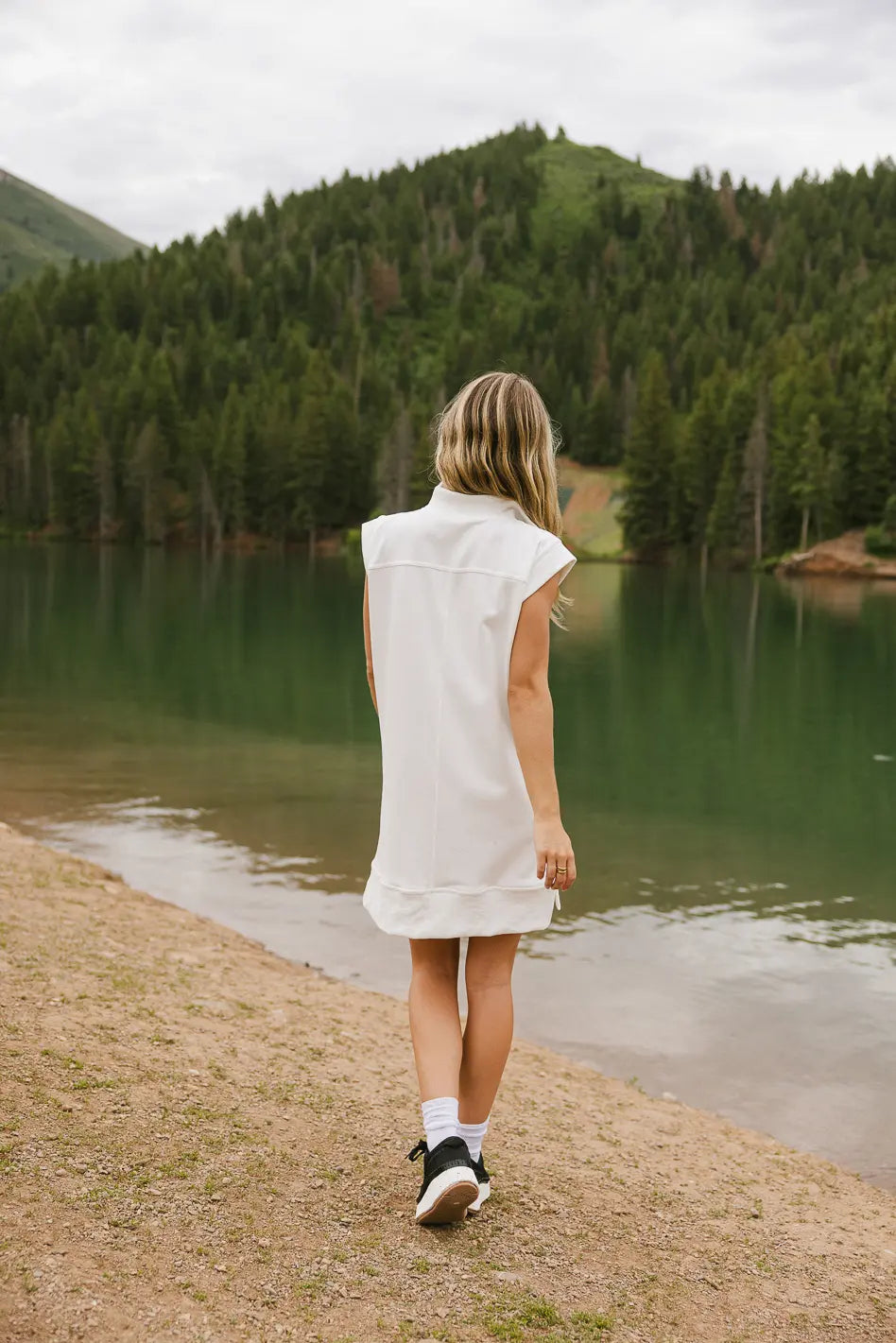 Emory Quarter Zip Dress in Ivory FINAL SALE