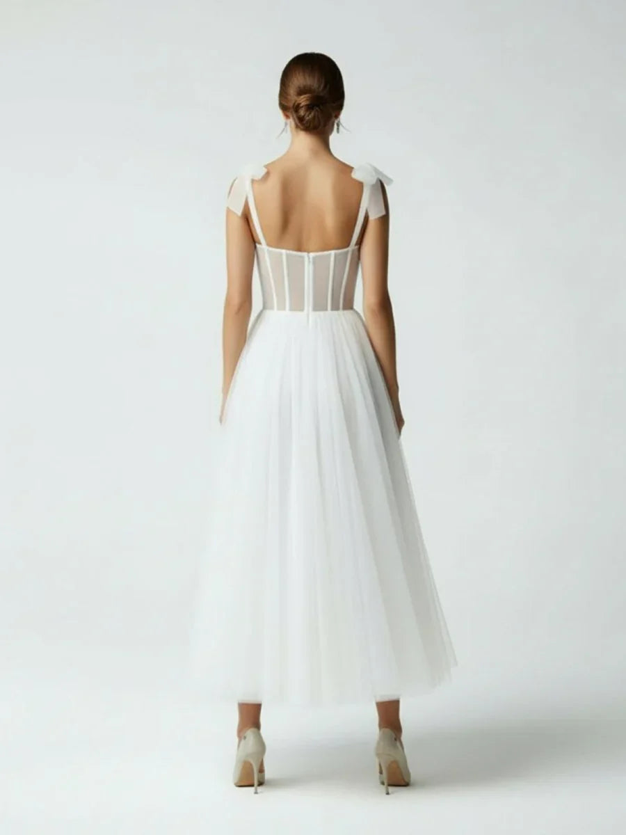 Sex Short White Wedding Dresses With Tulle Tea Length