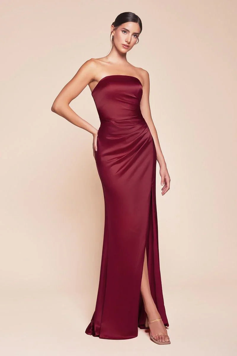 NICOLETTE GOWN STRAPLESS LUXE SATIN DRESS SCARF