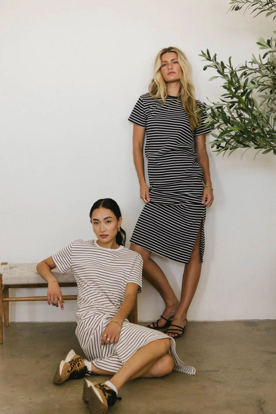 Hudson Striped T Shirt Dress in Black FINAL SALE