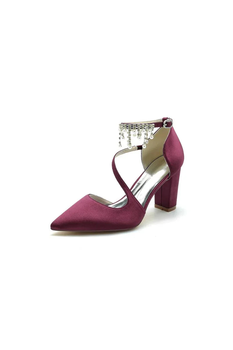 Pearl Tassel Block Heel Sandals