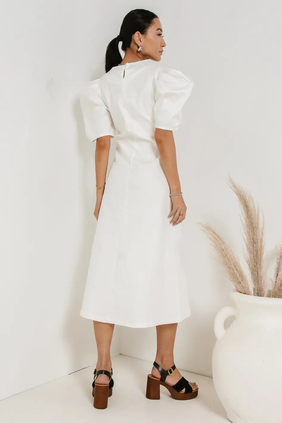 Campbell Denim Dress in Cream FINAL SALE