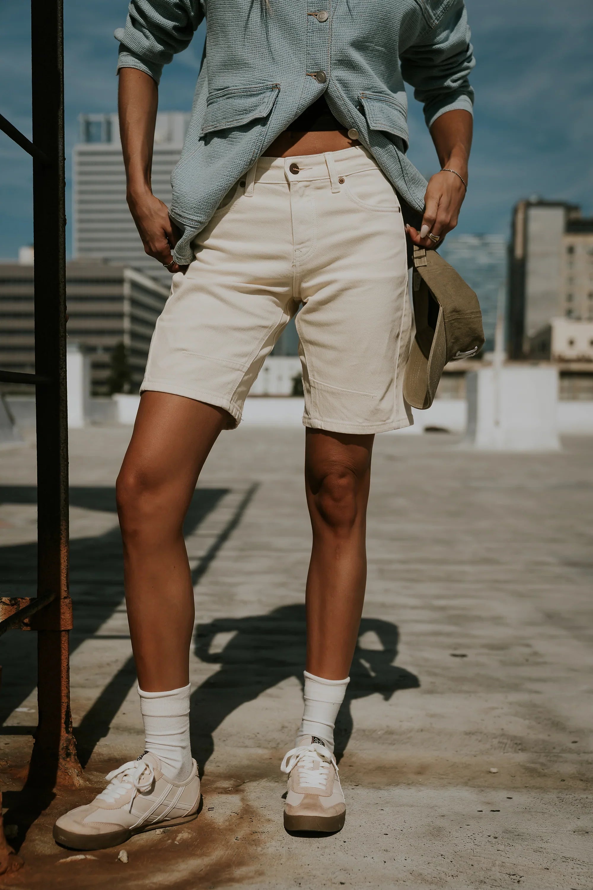 Layla Denim Shorts in Cream