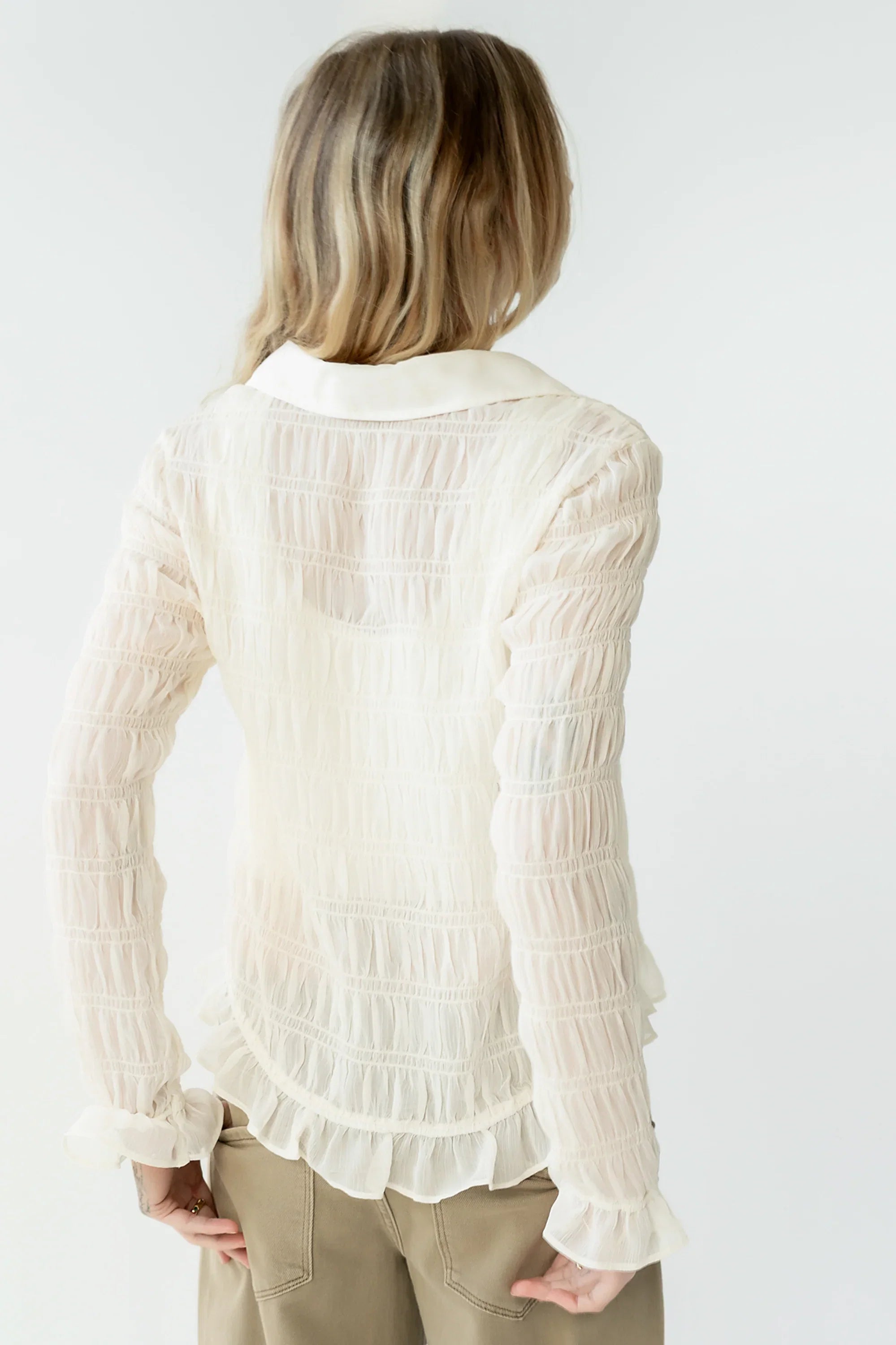 Nicola Sheer Blouse in Cream FINAL SALE