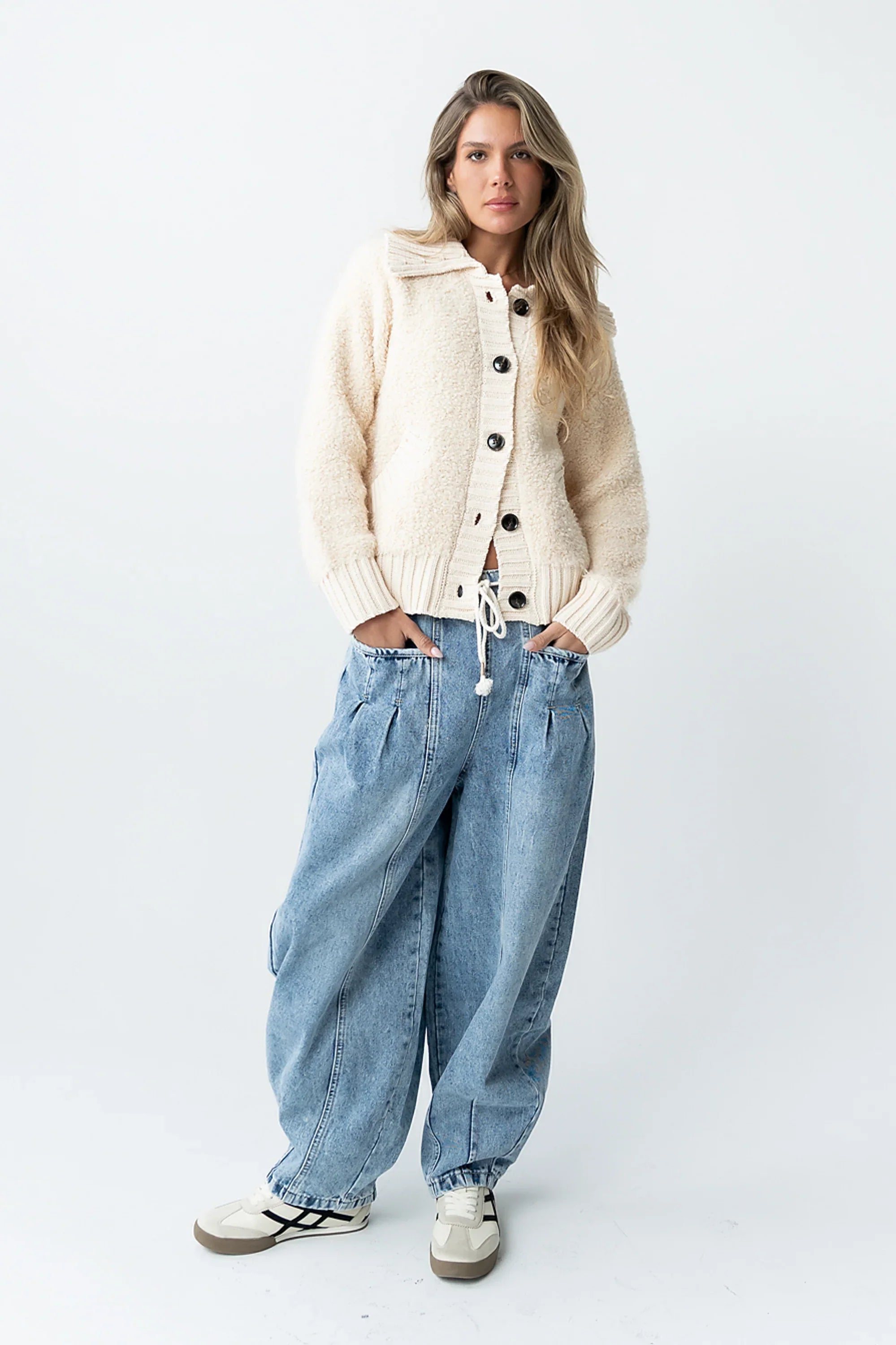 Jonah Collared Cardigan in Cream FINAL SALE