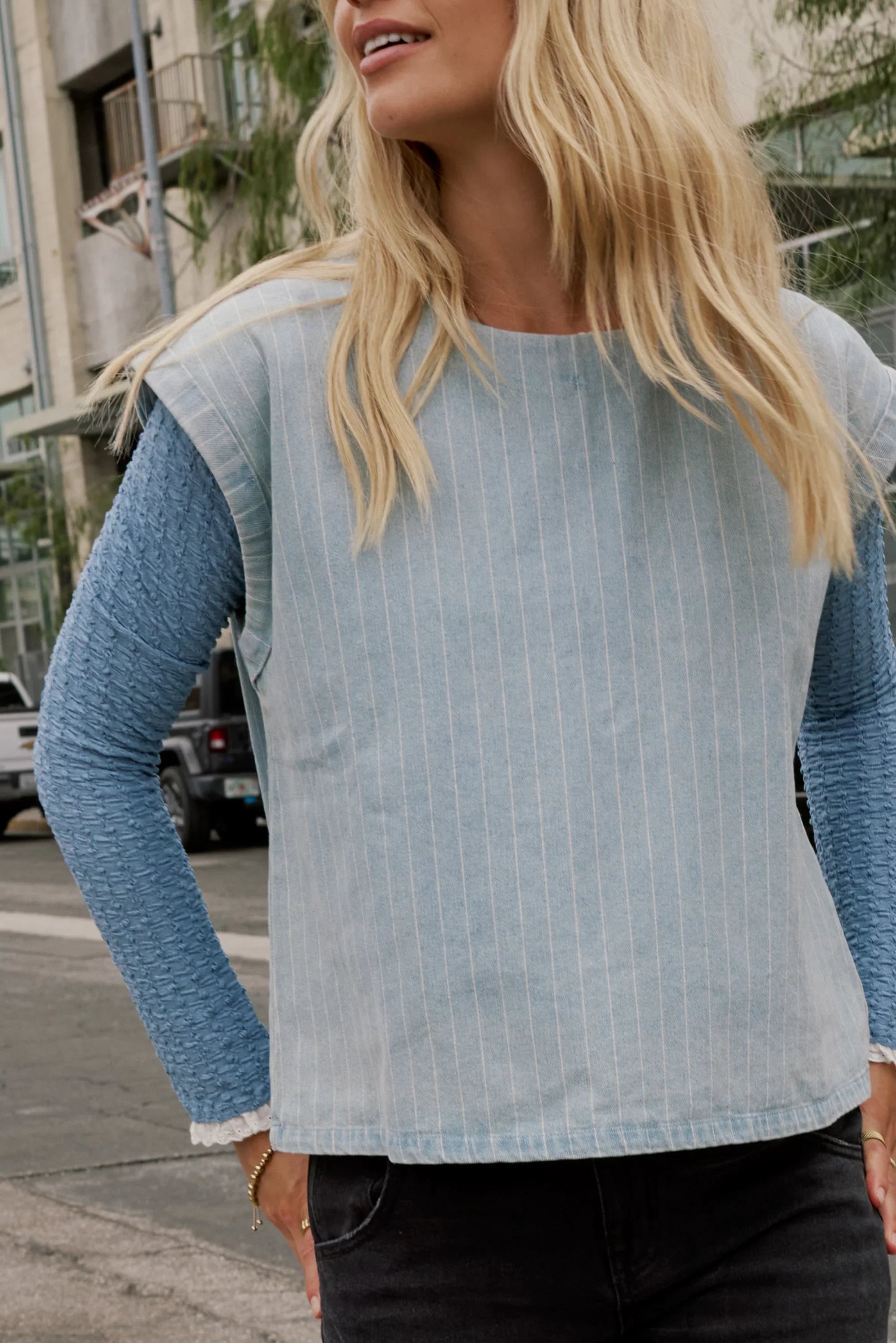 Alisson Striped Denim Blouse
