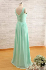 A Line Sleeveless Floor length Chiffon Bridesmaid Dress with Criss Cross