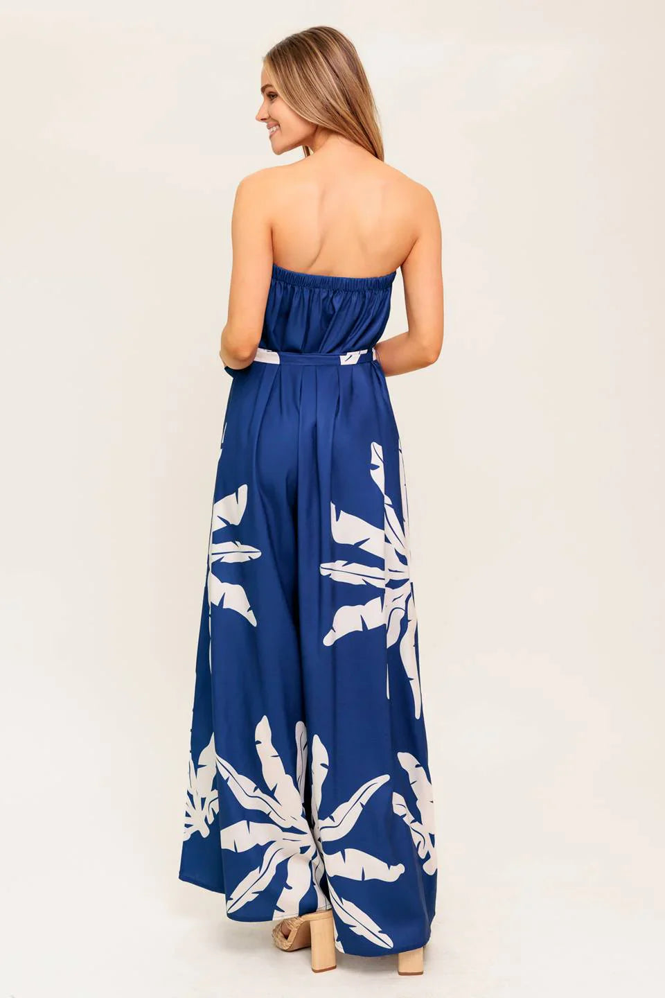 NOLANI STRAPLESS JUMPSUIT NAVY WHITE